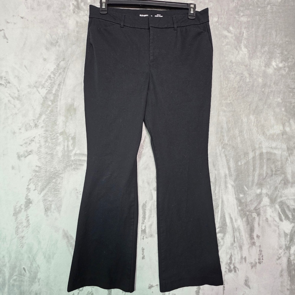 Old Navy Womens Black High Rise Pixie Flare Secret Smooth Pockets Pants Size 14